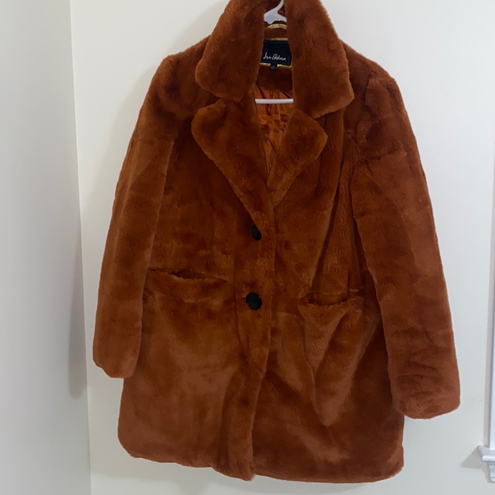 Sam Edelman Faux Fur Coat Cognac
